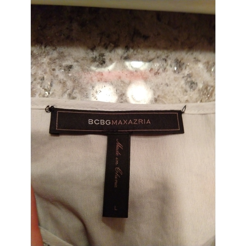 BCBGMaxAzria Blouse Long Sleeve Gray Grey LG - Picture 7 of 8